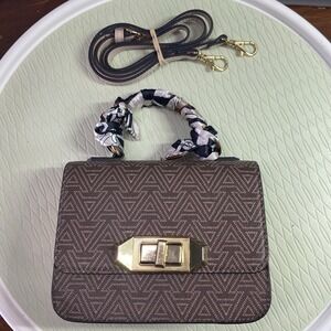 Aldo Handbag Purse Brown & Tan Crossbody strap‎ 50"- Top Handle  7.25"x6"x3"